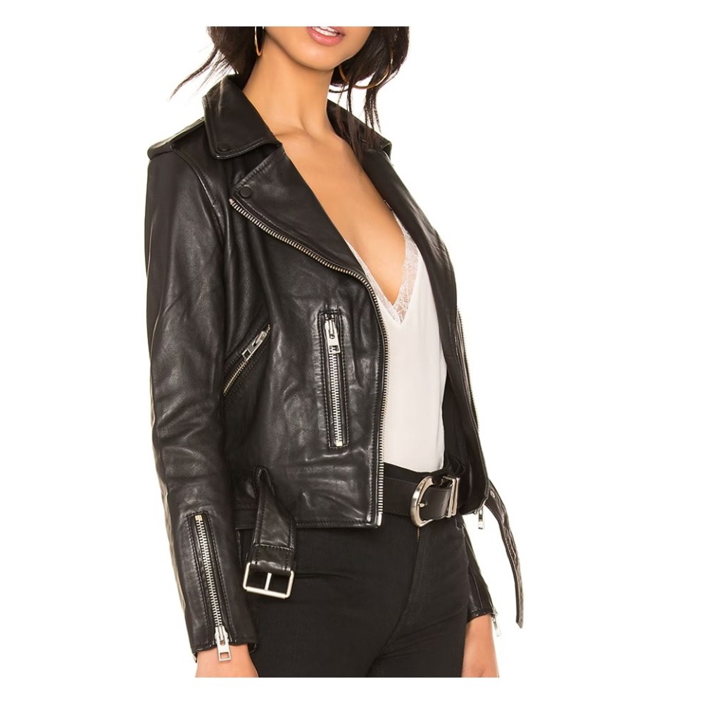 AllSaints Balfern Leather Biker Jacket Black Silver‎ Hardware Size 2 - Picture 3 of 6